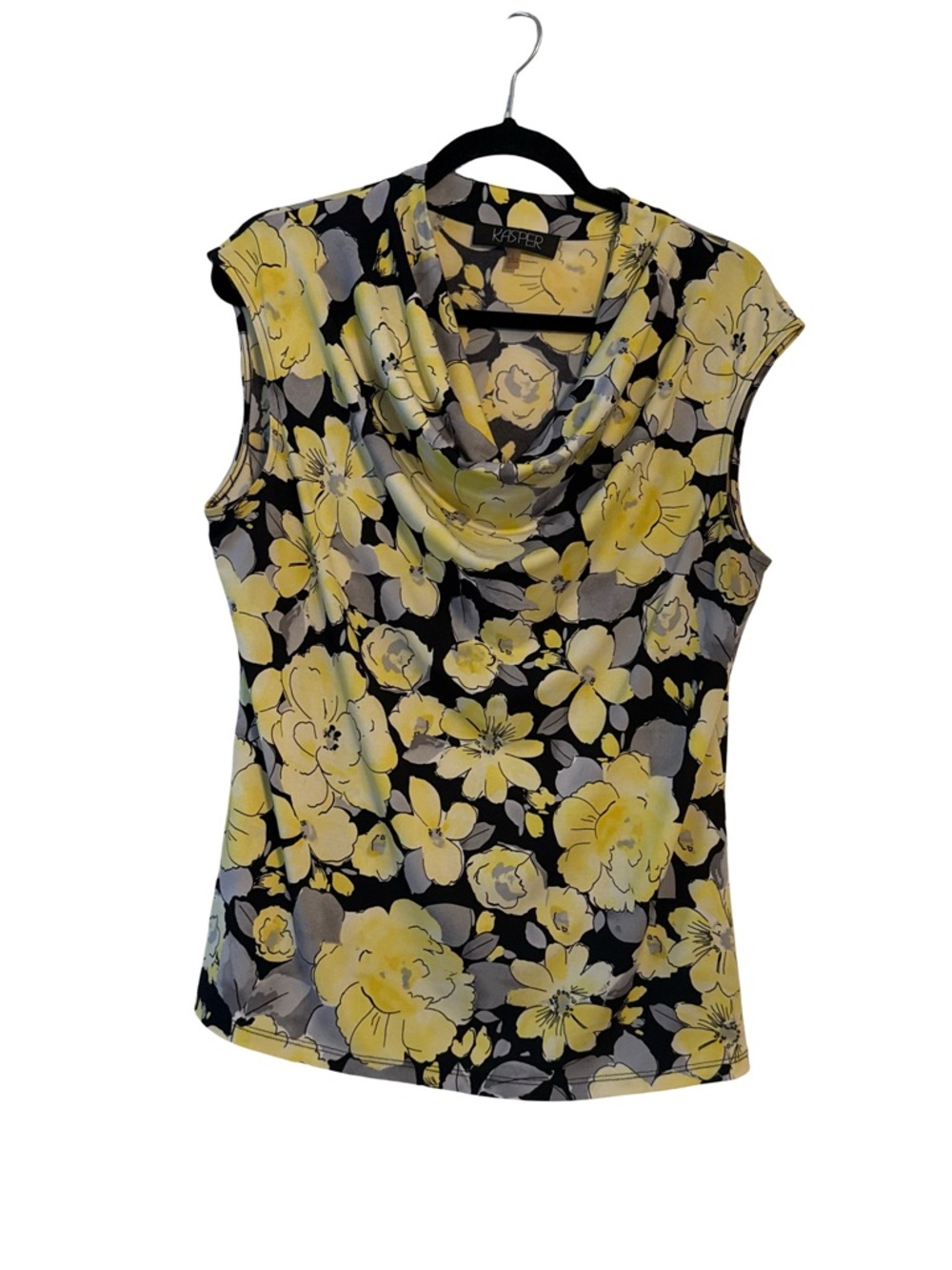 Kasper Black Floral Cowl Neck Sleeveless Camisole